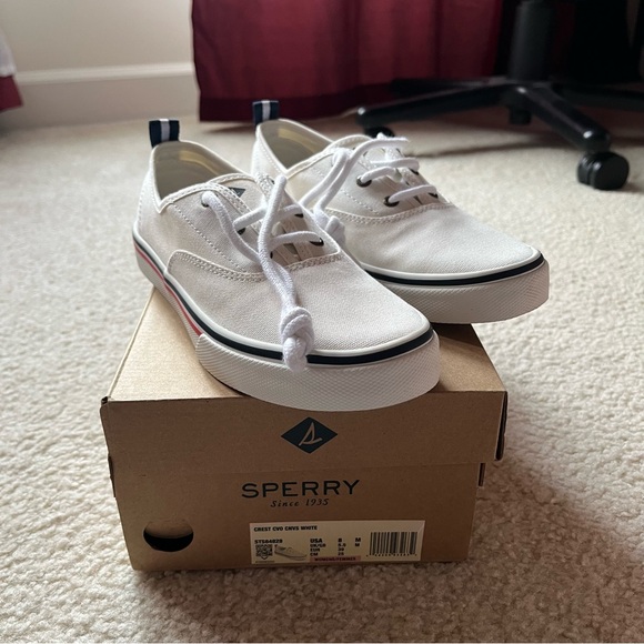 Sperry Shoes - Sperry White Canvas Lace-Up Shoes